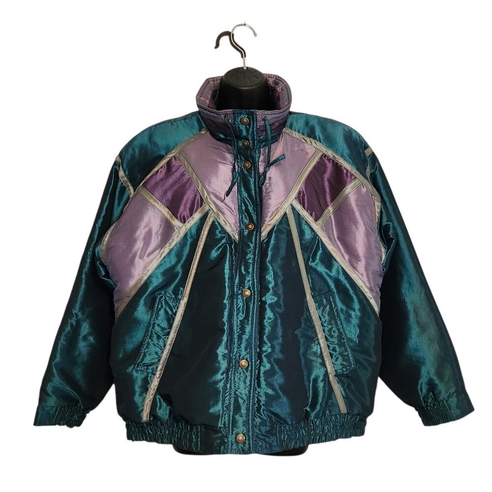 VINTAGE 1980s Current Seen jacket teal and purple colorblock size L